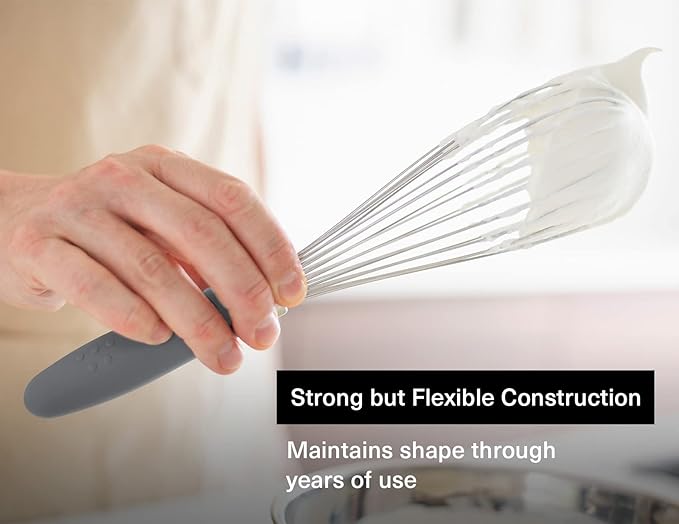 Misen Stainless Steel Balloon Whisk - Dishwasher Safe - Ergonomic Silicone Grip, Versatile Cooking Whisk for Eggs, Durable Construction - Professional-Grade Kitchen Tool - Gray