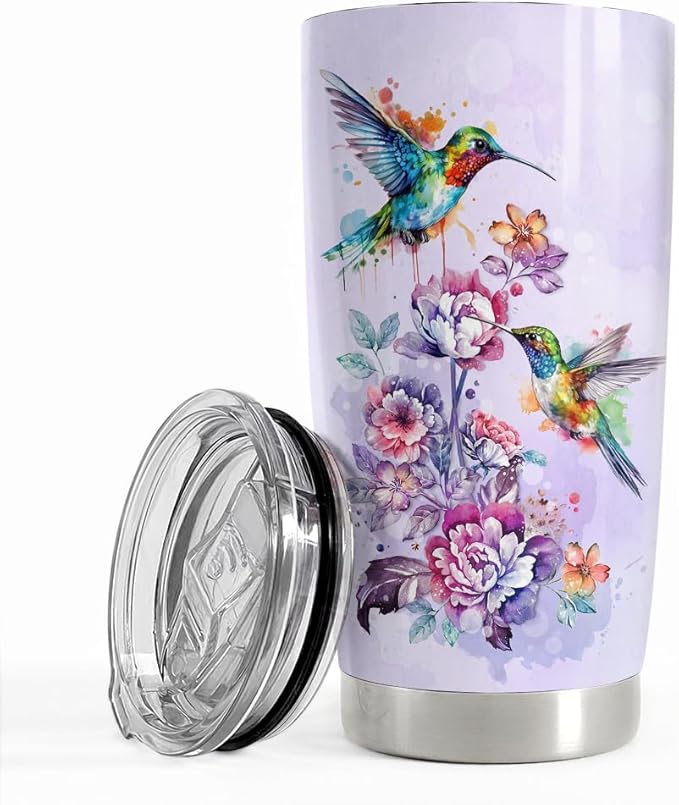 SANDJEST Hummingbird Tumbler 20oz Stainless Steel Insulated Coffee Travel Mug - Gift for Women, Girls, Birthday, Christmas