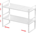 Expandable Stackable Spice Rack Cabinet Shelf Organizer in Cabinets Shelves Kitchen Cupboard Organization Stack up Racks Pantry Countertop Storage Medium/White 2 Packs