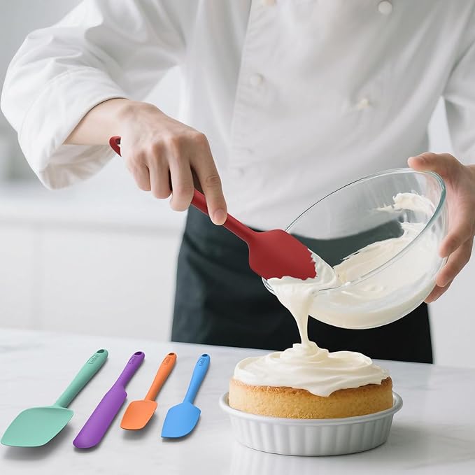 Coukre Silicone Spatula Set of 5,High Temperature Resistant, Food Grade Silicone, Dishwasher Safe, for Baking, Cooking (Pure Colorful B)