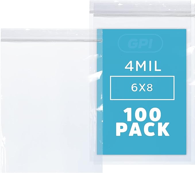 6" x 8" Heavy-Duty Zip Bags - 1000 Count - Clear Plastic Reclosable Zipper Baggies, 4 Mil Thick Freezer Storage Poly Bags with Resealable Zip Top Lock for Packaging Food, Tools & Sharp Objects.