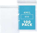 6" x 8" Heavy-Duty Zip Bags - 100 Count - Clear Plastic Reclosable Zipper Baggies, 4 Mil Thick Freezer Storage Poly Bags with Resealable Zip Top Lock for Packaging Food, Tools & Sharp Objects.