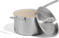 Made In Cookware - 4 QT Ceramic Non Stick Saucepan with Lid - 5-Ply Stainless Clad with Stay-Cool Handle - Professional Cookware - Crafted in Italy - Induction Compatible