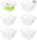 6 Pack 1/6 Size Food Pan with Lids,Stackable Freezer-Safe Meal Prep Containers for homes schools restaurants hotels -40°F to 212°F (1/6 size 4 inch deep, 1.53L/1.62QT)