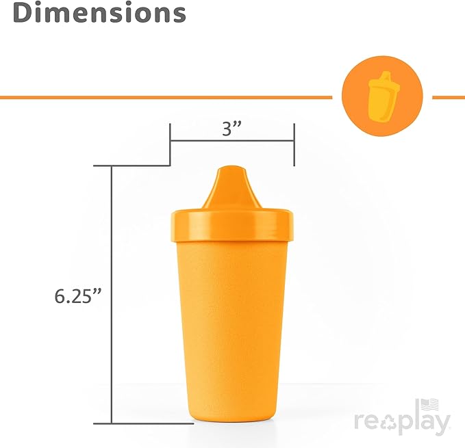 Re-Play Spill-Proof Sippy Cups - Reusable 10 Oz Set of 4, Dishwasher & Microwave Safe, Made in USA, Aqua Asst.