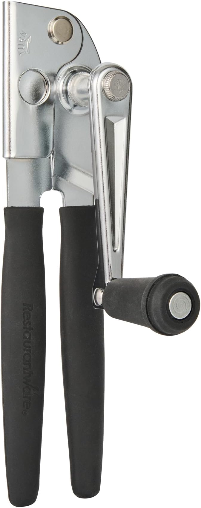 Restaurantware Stainless Steel Magnetic Manual Can Opener - 6 Pack - German Standard Black Crank Can Opener with Magnet, Ergonomic Handle, Non-Slip - Heavy-Duty Hand Can Opener, Easy Turn, Sharp Blade