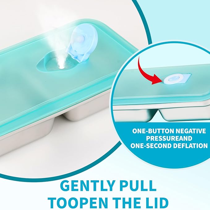 4PC Stainless Steel Snack Boxes, Double Compartment Leakproof Container with Lids for Travel, Camping. Includes Free Fork & Spoon Set.