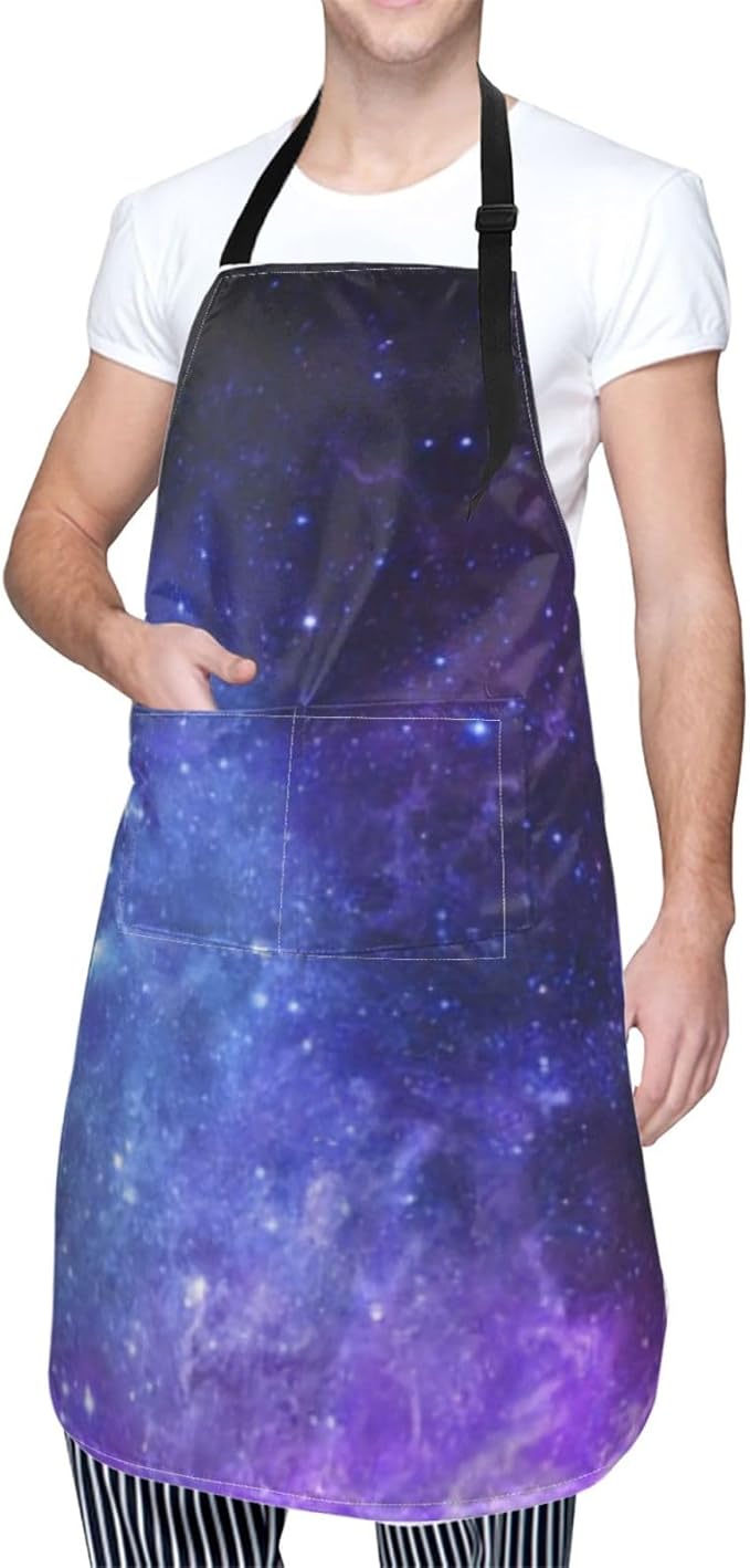 Apron Bib with 2 Pockets and Adjustable Neck Waterproof Kitchen Cooking Gardening Chef Aprons for Women Men