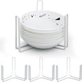 Dinnerware Bowl Plate Holder Fit for 6.5 Inches Diameters Bowl, Metal Bowl Storage Dying Display Rack for Kitchen Drawer, Countertop, Cabinet, Shelf, Cupboard (White, Large 4PCS)