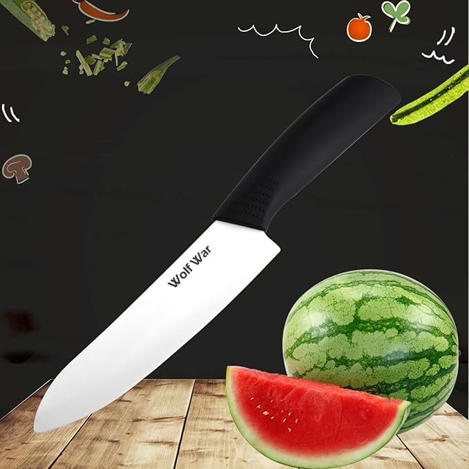 Kitchen Ceramic Knife Set Professional Knife With Sheaths, Super Sharp Rust Proof Stain Resistant (6" Chef Knife, 5" Utility Knife, 4" Fruit Knife, 3" Paring Knife, One Peeler)