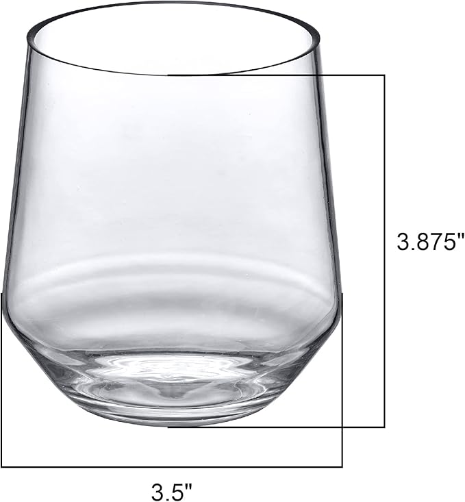 Amazing Abby - Sammy - 14-Ounce Unbreakable Tritan Wine Glasses (Set of 6), Plastic Stemless Wine Tumblers, Reusable, BPA-Free, Dishwasher-Safe, Perfect for Poolside, Outdoors, Camping, and More