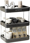Countertop Coffee Station Organizer, 3 Tier Wine Glass Holder, Mug Shelf with Removable Drain Tray, Spice Rack for Kitchen, Bathroom Countertop Organizer, Black