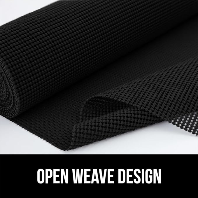 GORILLA GRIP powerGRIP Drawer Shelf and Cabinet Liner, Thick Strong Hold, Non-Adhesive Liners Protect Kitchen Cabinets and Cupboard, Bathroom Drawers, Easy Install, Breathable Mat, 20" x30', Black