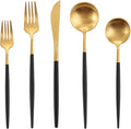 Matte Black Gold Silverware Set, Oliviola 40-Piece Stainless Steel Flatware Cutlery Set Service for 8, Satin Finish Kitchen Utensil Set, Dishwasher Safe