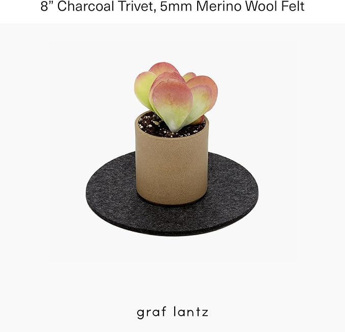 Graf Lantz - Trivets for Hot Dishes - Heat Resistant 100% Merino Wool - Hot Pads for Kitchen, Countertops, Tables, Sizzling Dishes, Pots & Pans - Home Decor, Kitchen Accessories - 8", Charcoal