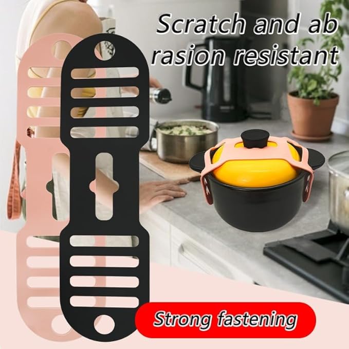 Silicone Lid Lock Strap for Crockpot Slow Cooker (6/7/8 Quart) - Universal Rubber Band Secure Lid Holder | Heat-Resistant, No-Spill Design Transport Accessories(Black)