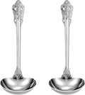 KEAWELL Premium 7.5 inch Luxury Gravy Ladle, 18/10 Stainless Steel, Small Gravy Spoon for Home. Solid and Sturdy, Dishwasher Safe. (2, Silver)