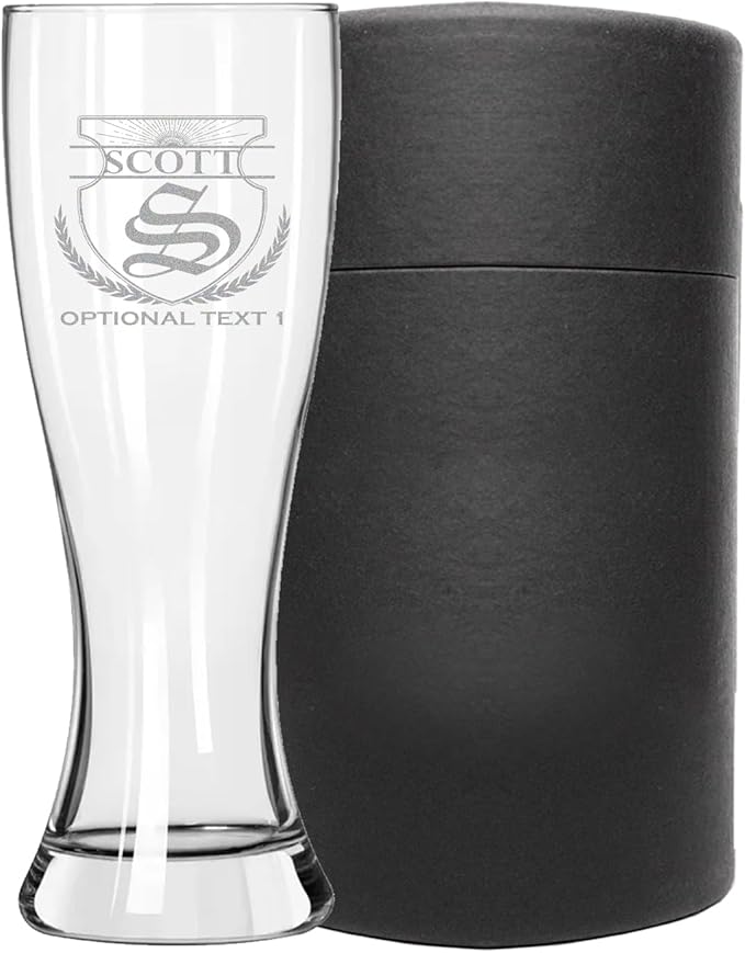 Personalized Etched 23oz Pilsner Beer Glass - Custom Engraved Christmas Gifts for Men, Dad Drinking Birthday Glasses, Gifts for Him, Scott Monogram