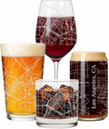 Blue Ridge Mountain Gifts - Los Angeles Souvenir - California Glassware Gift, Etched City Map, Laser Engraved and Dishwasher Safe