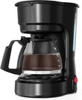 WAA 5 Cup Drip Coffee Maker, Portable Coffee Machine, Glass Coffee Pots with Reusable filter, Delay Brew, Anti-Drip Design, Dry-Burn Protection, One-Touch Operation, 25oz Water Reservoir, Black