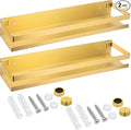 Lallisa 2 Pieces Stainless Steel Shelf Bathroom Shower Floating Shelves Wall Mounted Shower Caddy Basket Shelf Storage Organizer Shelves for Bathroom, Kitchen, Living Room (15.75 Inch/ 40 cm,Gold)