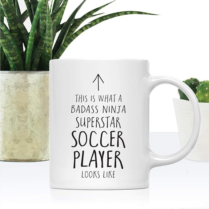 Andaz Press Funny 11oz. Ceramic Coffee Tea Mug Gift, This is What a Badass Ninja Superstar Soccer Player Looks Like, 1-Pack, Birthday Christmas Gift Ideas Coworker