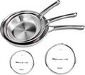 ROVSUN 8-10-12 Inch Stainless Steel Cookware Set, Tri-Ply Skillets Set with Lids, Full Clad Stainless Steel Chef's Pan, PFOA & PTFE Free Skillets, Compatible for All Cooktops, Dishwasher & Oven Safe