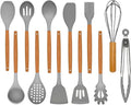 Kitchen Utensils Set - Silicone Cooking Utensils Set - 12 Pcs for Cooking, Spatula,Turner, Spoon, Brush, Useful Pots and Pans Accessories, Kitchen Gadgets for Non-Stick Cookware BPA FREE