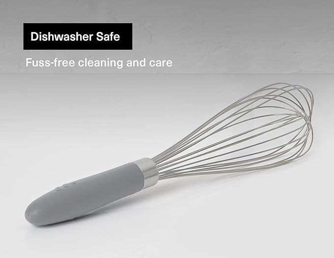 Misen Stainless Steel Balloon Whisk - Dishwasher Safe - Ergonomic Silicone Grip, Versatile Cooking Whisk for Eggs, Durable Construction - Professional-Grade Kitchen Tool - Gray