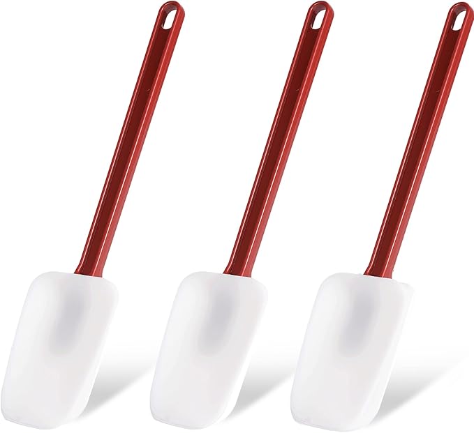 Silicone Rubber Spatula and Spoon Rubber Spatula Set of 3, High Heat Spoon, Commercial for Cooking (3 Spoonula(9.5 Inches))