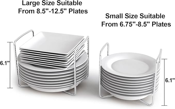 Adjustable Bamboo Dish Drying Rack - Stainless Steel 304 Dish Rack for Kitchen | Counter Home Essentials for Efficient Dish Organization and Drying (White, 1*Small&1*Large)