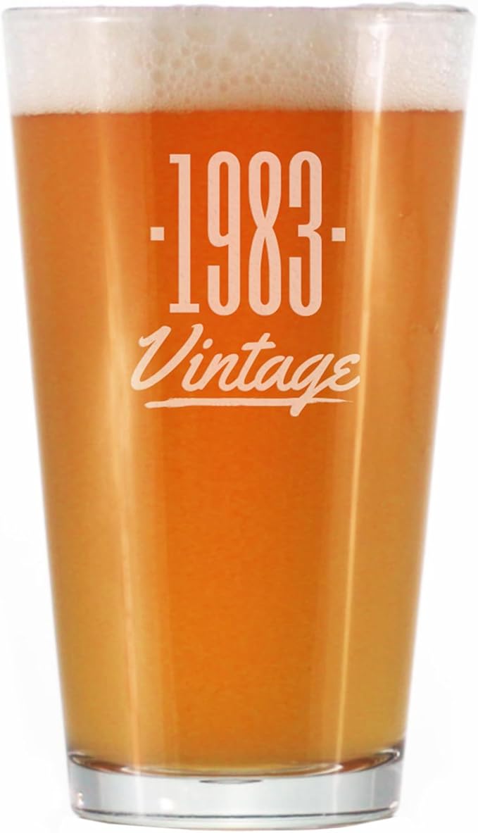 Vintage 1983 Pint Glass for Beer - 42nd Birthday Gifts for Men or Women Turning 42 - Fun Bday Party Decor - 16 oz