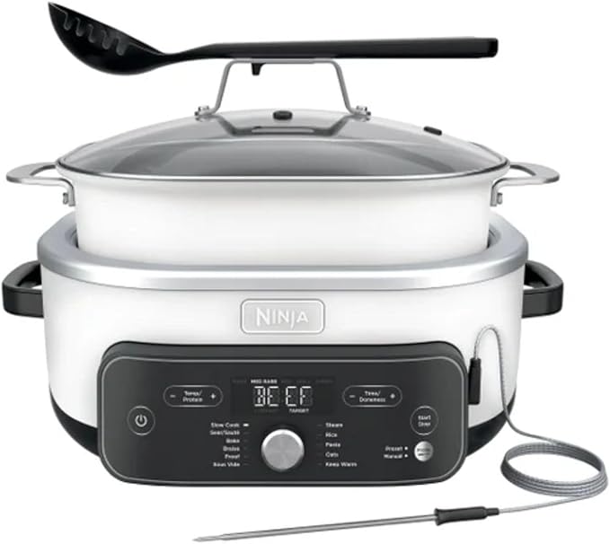 Ninja Foodi PossibleCooker PRO Plus, 8.5 Qt Multi-Cooker with Smart Thermometer, 8-in-1 Smart Cook System, Custom Temperature Control (white)