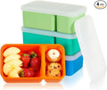 Roshtia 4 Pack Silicone Food Containers with Lids, Reusable Packs Bento Lunch Box for Meal Prep Food Storage, Microwave Dishwasher Safe(2 Compartment,Light)