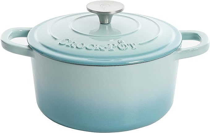 Crock-Pot Artisan Round Enameled Cast Iron Dutch Oven, 3-Quart, Aqua