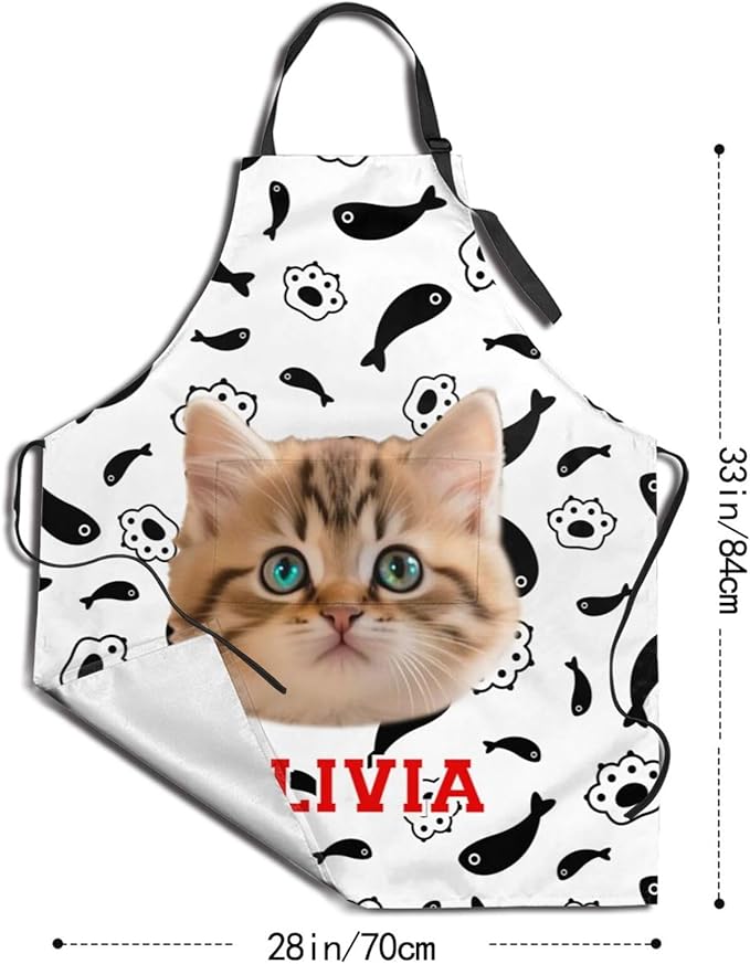 Custom Face Apron for Men Women, Personalized Photo Apron with Pockets, Customized Kitchen Aprons