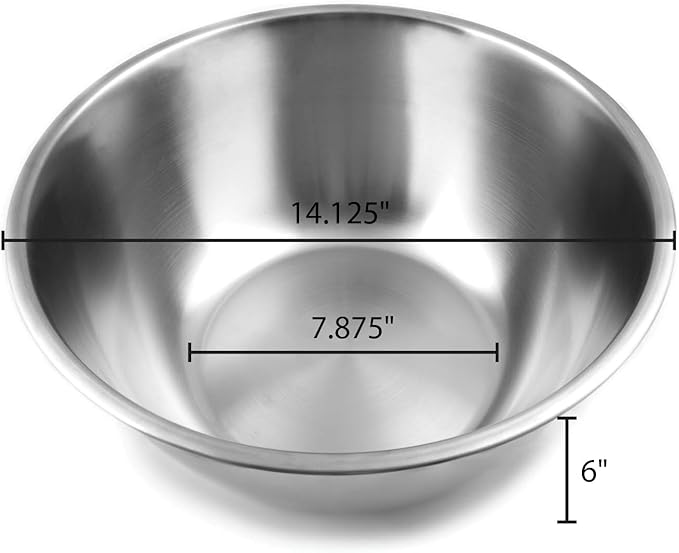 Fox Run Large Stainless Steel, Mixing Bowl, 14.25 x 14.25 x 6.25 inches, Metallic