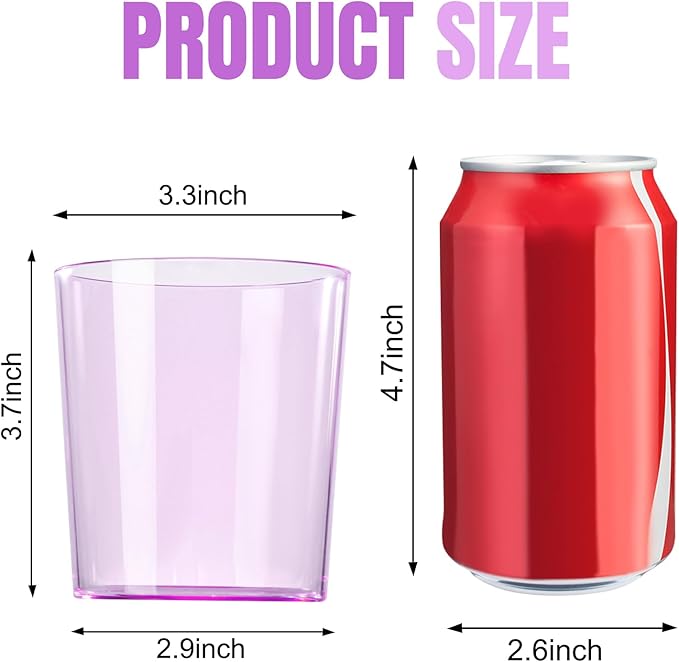 Liacere Plastic Drinking Glasses (Set of 12) 14 oz Purple Plastic Glasses Colors，Kitchen Water Glasses Cup, Bar Tumbler Glassware Set for Beer, Juice, Cocktail, Whiskey, Milk for Valentine’s Day