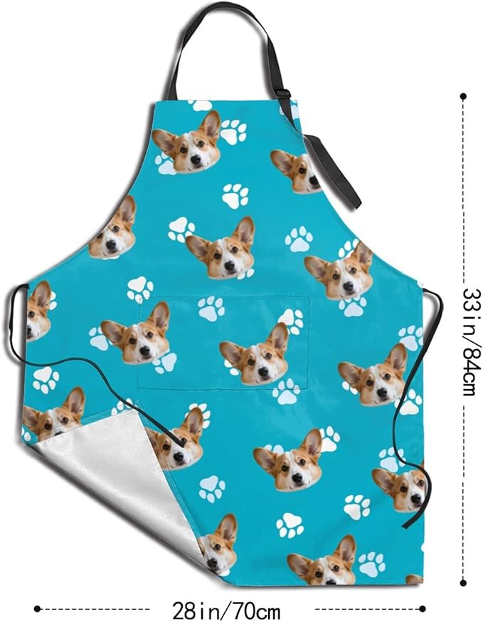 Custom Face Apron for Men Women, Personalized Photo Apron with Pockets, Customized Kitchen Aprons