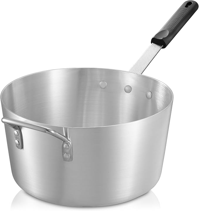 GRIDMANN 10-Quart Tapered Aluminum Sauce Pan with Silicone Handle, NSF Listed Heavy Duty Professional Cookware