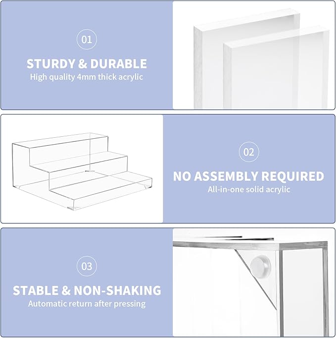 3 Tiers Assembled Bar Bottle Rack Display, Clear Acrylic 3-Tiers Stand Display for Home Mini Bars,Restaurants,Party Use 15.2x11.4x6 inches