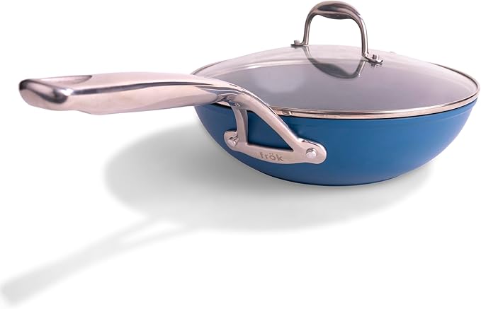 frök All-In-One Non-Stick Fry Pan Meets Wok with Lid, 11-Inch, Blue & Silver