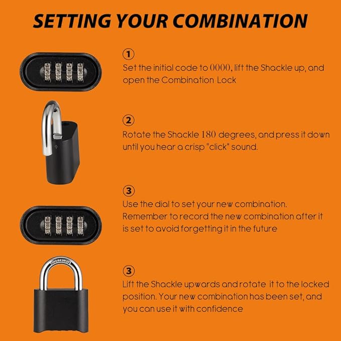 Outdoor Combination Lock, Heavy Duty Weatherproof Pad Locks with Code, Resettable Padlock Combination for Sheds Fence, Gate Hasps, Storage Unit