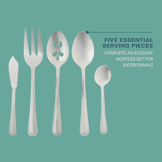 Gibson Home Aston 45-Piece Stainless Steel Flatware Set with Tray and Serving Utensils – Silverware Service for 8