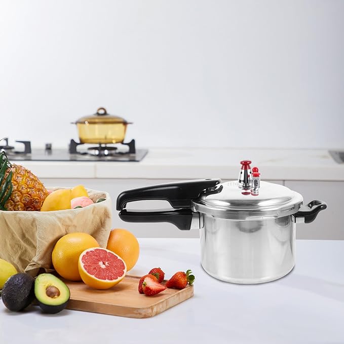 DOITOOL Aluminum Pressure Cooker 16cm/6.3inch Bottom Small Pressure Cooker for Gas Stove Induction for Home Cooking, Silver