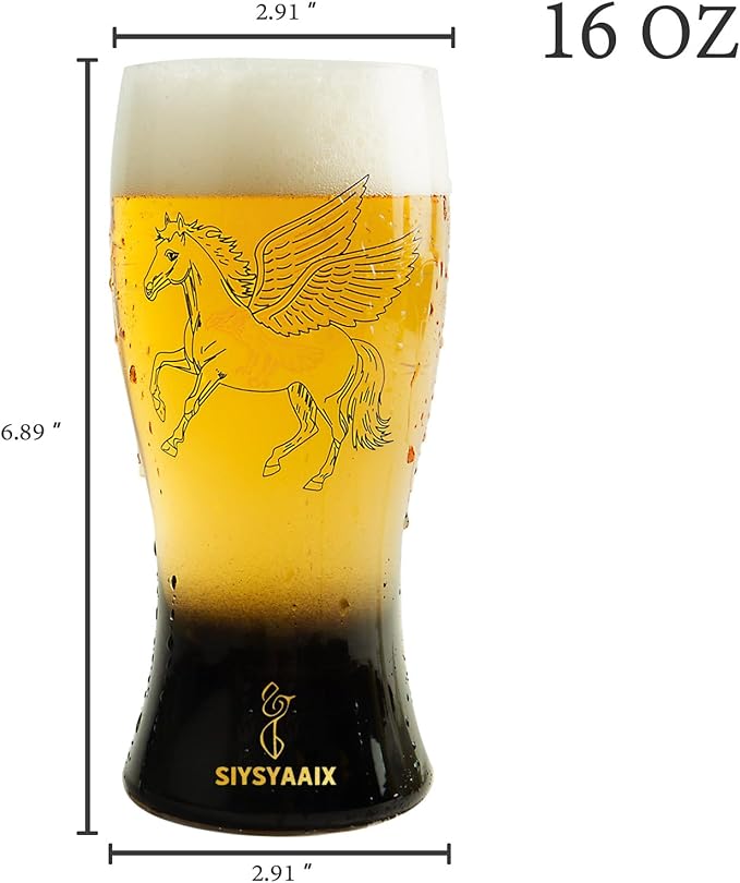 Beer Glasses for Men, 16 oz Drinking Glass Set with Built-in Bottle Opener, Color-Shift Design, Pilsner Craft Glassware for Beer, Great Gift for Dad, Husband, Father’s Day or Anniversary (1)