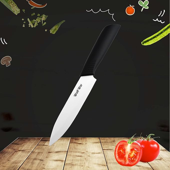 Kitchen Ceramic Knife Set Professional Knife With Sheaths, Super Sharp Rust Proof Stain Resistant (6" Chef Knife, 5" Utility Knife, 4" Fruit Knife, 3" Paring Knife, One Peeler)