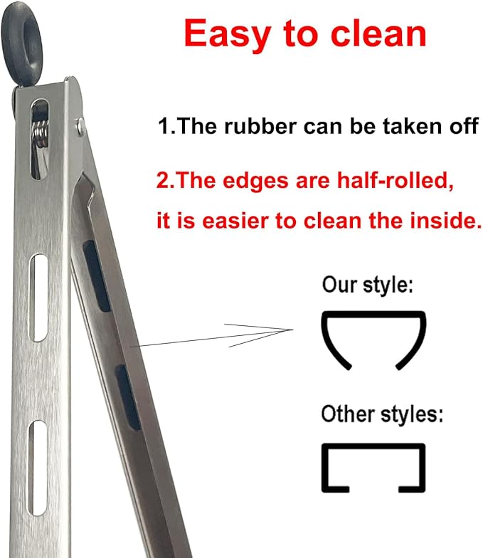 Set of 9-inch and 12-inch Stainless Steel Kitchen Tongs with Locking, Metal Cooking Tongs with Non-Slip Grip,Perfect for Grilling, Barbecue (BBQ) and More (9" & 12")