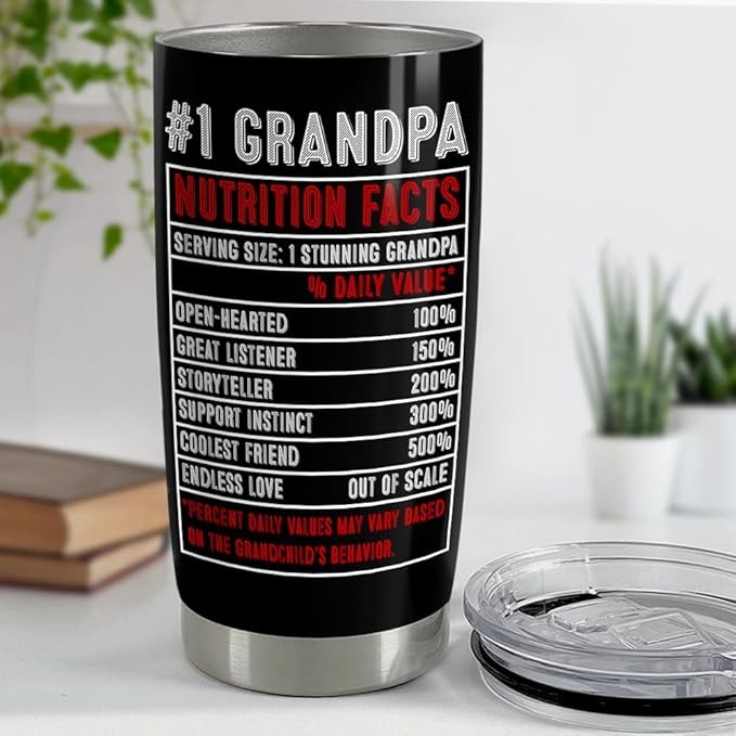 SANDJEST Grandpa Tumbler 20oz Best Grandpa Ever Gifts Stainless Steel Insulated Tumblers Coffee Travel Mug Cup Granddad Gifts for Men Birthday Christmas Gift for Grandpas Grandfather Papa Grandad