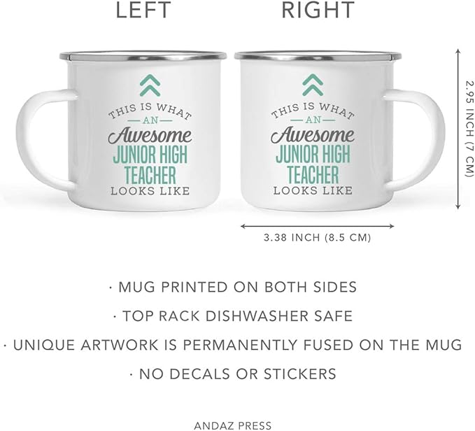 Andaz Press 11oz. Stainless Steel Campfire Coffee Mug, Awesome Junior High Teacher Mug, Birthday Gift Ideas, Includes Gift Box